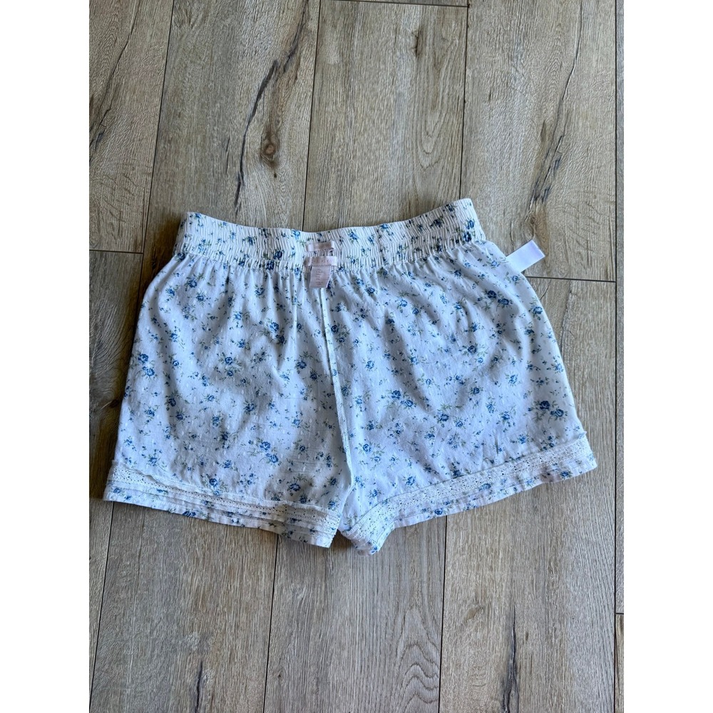 Rachel Ashwell Cotton Blue Floral Print Lace Top Shorts Coord Pajama Set Large - Picture 12 of 14